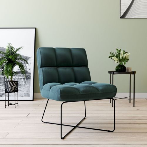Fauteuil LOU tissu velours vert foncé vue d'ambiance 1