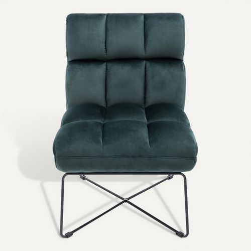 Fauteuil LOU tissu velours vert foncé vue de face
