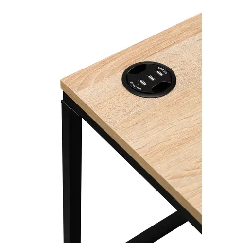 Bureau d'angle réversible avec ports USB CENTURY noir et imitation chêne