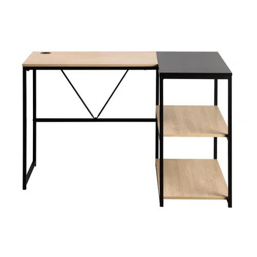 Bureau d'angle réversible avec ports USB CENTURY noir et imitation chêne
