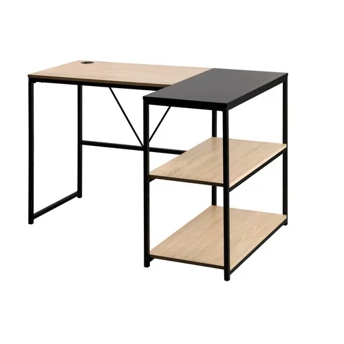 Bureau d'angle réversible avec ports USB CENTURY noir et imitation chêne