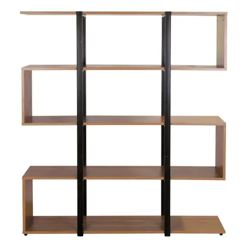 Bibliothèque TOULOUSE imitation chêne et acier vue de face