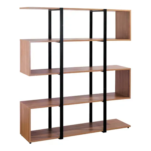 Bibliothèque TOULOUSE imitation chêne et acier vue 3/4