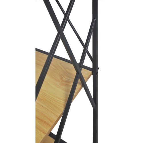 Etagère industrielle TOWER imitation chêne et acier vue accessoires