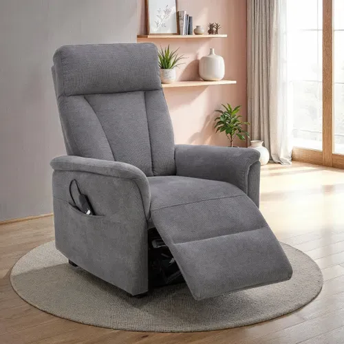 Fauteuil releveur 2 moteurs KENNY en tissu gris vue d'ambiance 1