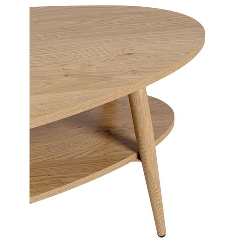 Table basse ovale double plateau COLUMBUS imitation chêne