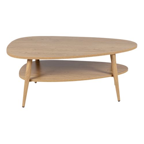 Table basse ovale double plateau COLUMBUS imitation chêne