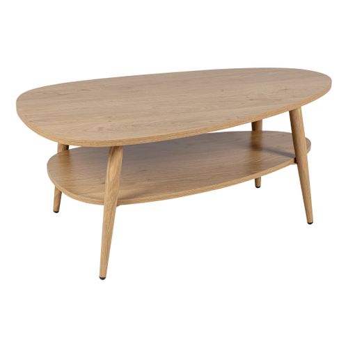 Table basse ovale double plateau COLUMBUS imitation chêne