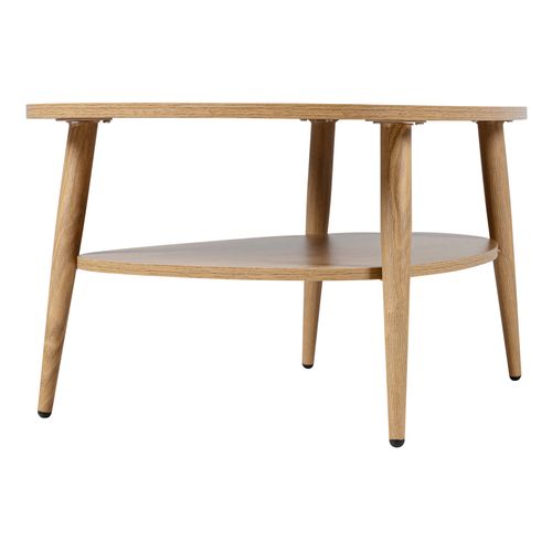 Table basse ovale double plateau COLUMBUS imitation chêne