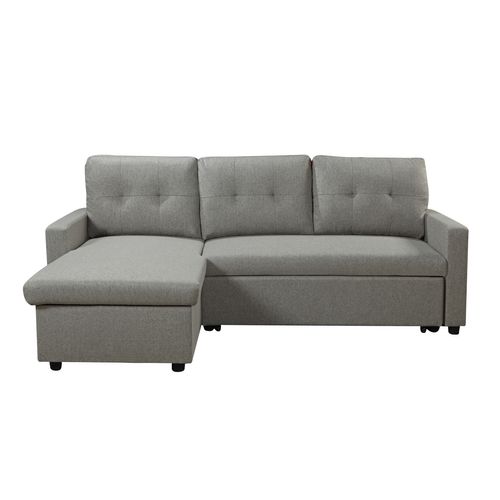 Canapé d'angle convertible méridienne réversible SYRA tissu gris clair