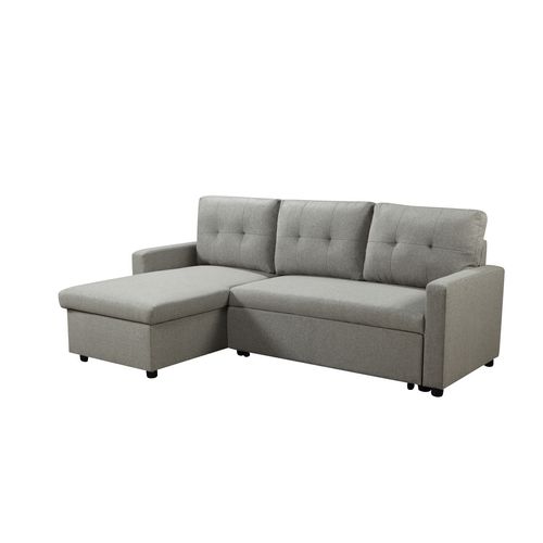 Canapé d'angle convertible méridienne réversible SYRA tissu gris clair