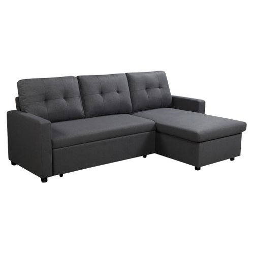 Canapé d'angle convertible méridienne réversible SYRA tissu gris foncé