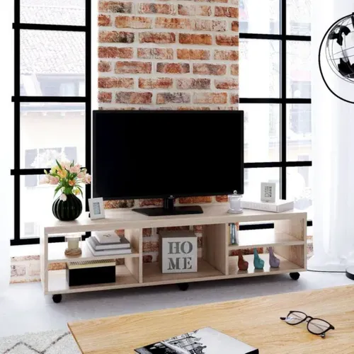 Meuble TV L. 150 cm NEXT Imitation chêne vue d'ambiance 1