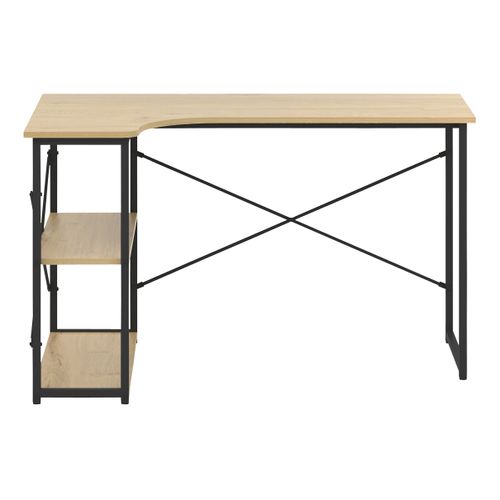 Bureau d'angle SHAPE imitation chêne et métal noir