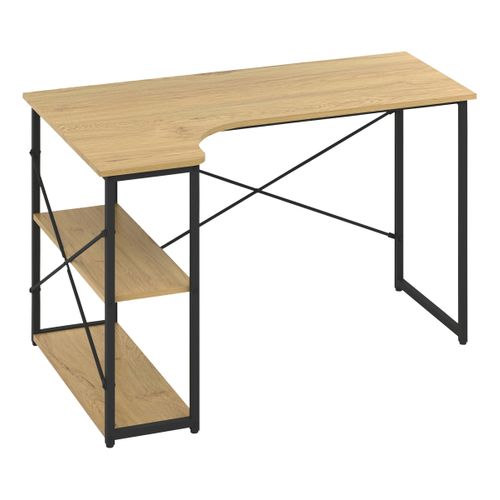 Bureau d'angle SHAPE imitation chêne et métal noir