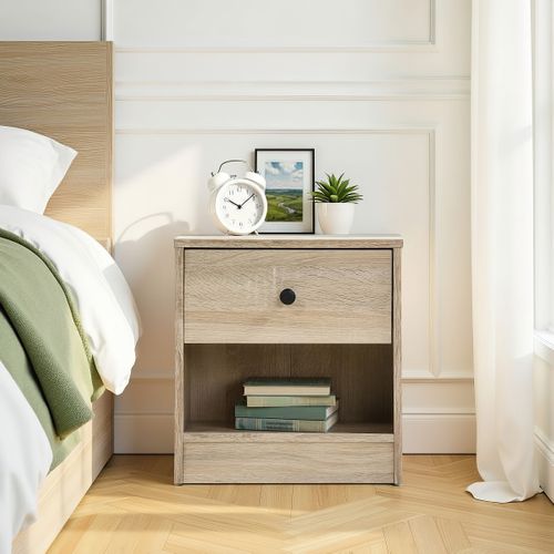 Chevet 1 tiroir JON imitation chêne