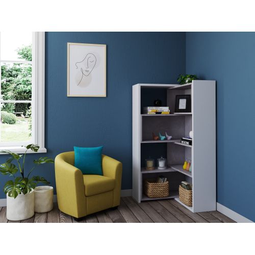 Bibliothèque modulable INGENUE blanc et béton