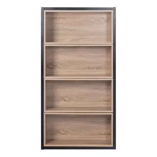 Bibliothèque modulable INGENUE noir et imitation chêne vue de face