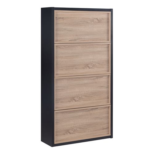 Bibliothèque modulable INGENUE noir et imitation chêne vue de derrière