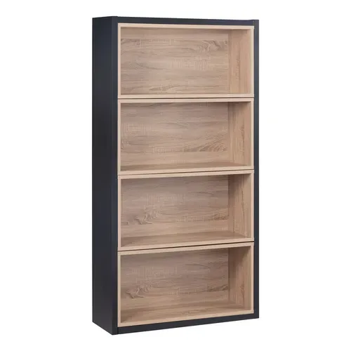 Bibliothèque modulable INGENUE noir et imitation chêne