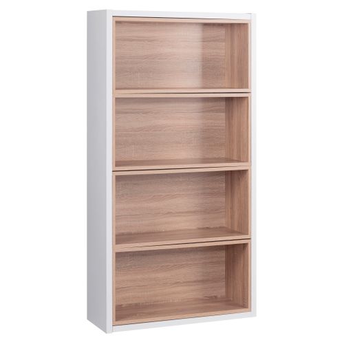 Bibliothèque modulable INGENUE blanc et imitation chêne vue 3/4