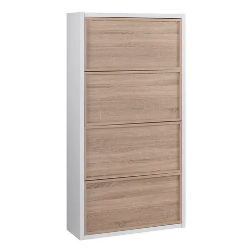 Bibliothèque modulable INGENUE blanc et imitation chêne vue de derrière