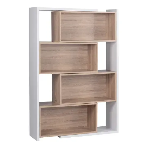 Bibliothèque modulable INGENUE blanc et imitation chêne