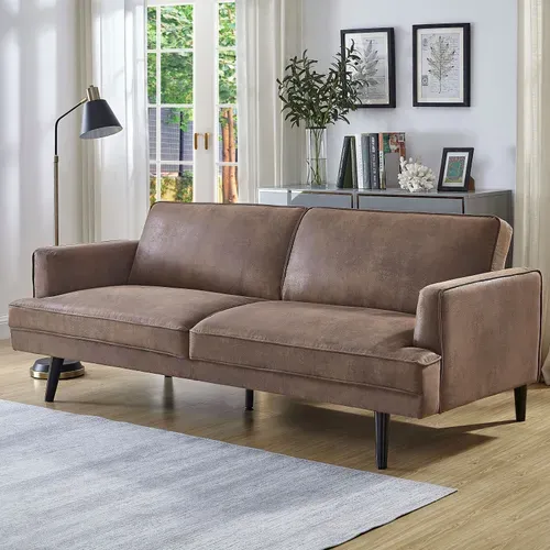 Canapé convertible 3 places FACTORY tissu vintage vue d'ambiance 1