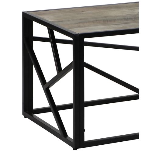 Table basse GEO métal et imitation chêne vue détaillée
