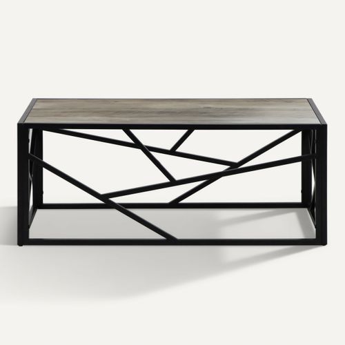 Table basse GEO métal et imitation chêne vue de face
