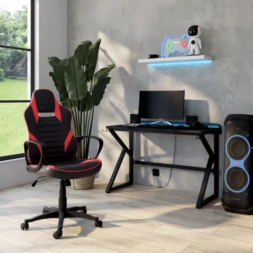 Fauteuil de bureau gamer LOOT noir et rouge vue d'ambiance 1