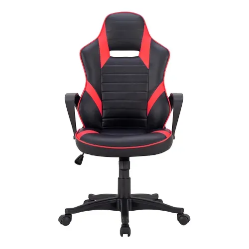 Fauteuil de bureau gamer LOOT noir et rouge vue de face