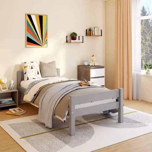 Lit 90x190 cm BLOOM Gris vue d'ambiance 1