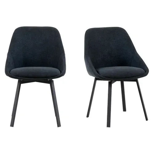 Lot de 2 chaises rotatives STORM tissu noir vue 3/4