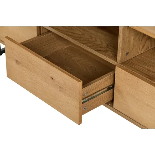 Meuble TV L.180 cm WOODS Imitation chêne vue accessoires