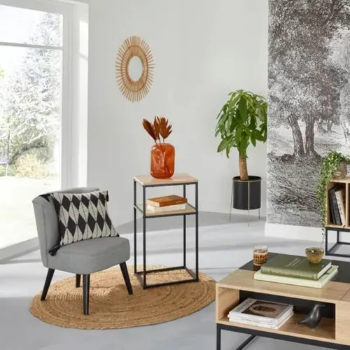 Bout de canapé  imitation chêne VINCENTE vue d'ambiance 1