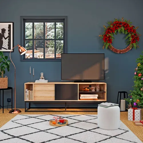 Meuble TV L.180  imitation chêne VINCENTE vue d'ambiance 1