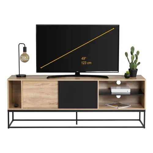 Meuble TV L.180  imitation chêne VINCENTE vue de face