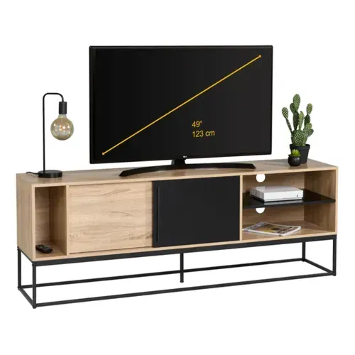 Meuble TV L.180  imitation chêne VINCENTE vue 3/4