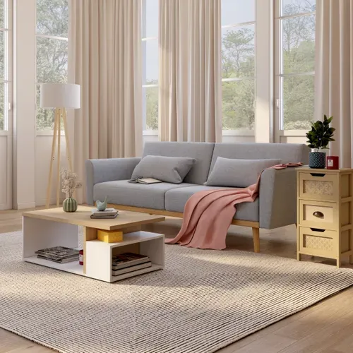 Banquette-lit ILONA tissu gris vue d'ambiance 1