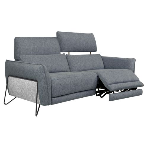 Canapé 3 places 2 relax électrique CALVINE tissu bleu