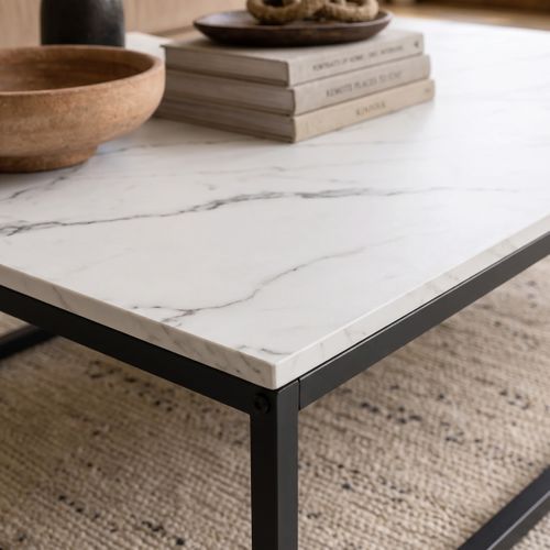 Table basse ZEBRA noir et imitation marbre