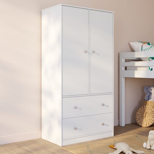Armoire 2 portes 2 tiroirs BLOOM Blanc