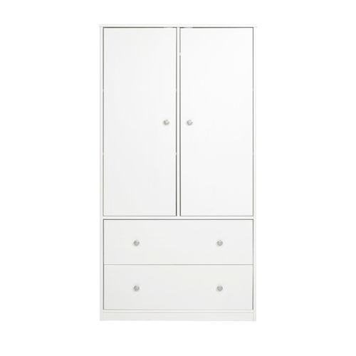 Armoire 2 portes 2 tiroirs BLOOM Blanc