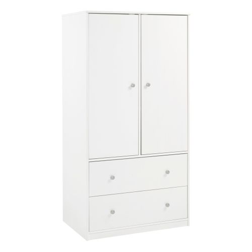 Armoire 2 portes 2 tiroirs BLOOM Blanc
