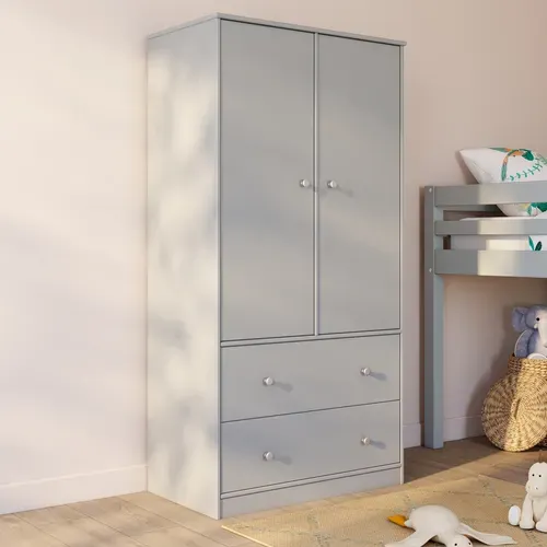 Armoire 2 portes 2 tiroirs BLOOM Gris
