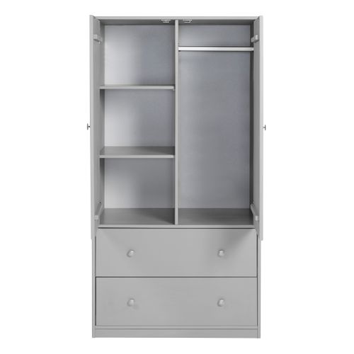 Armoire 2 portes 2 tiroirs BLOOM Gris