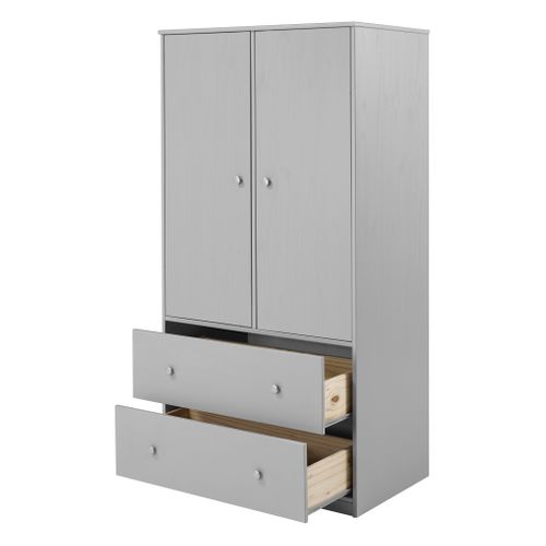 Armoire 2 portes 2 tiroirs BLOOM Gris