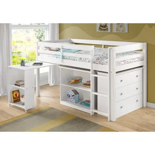 Option bureau pour lit mi-haut BLOOM Blanc vue d'ambiance 1