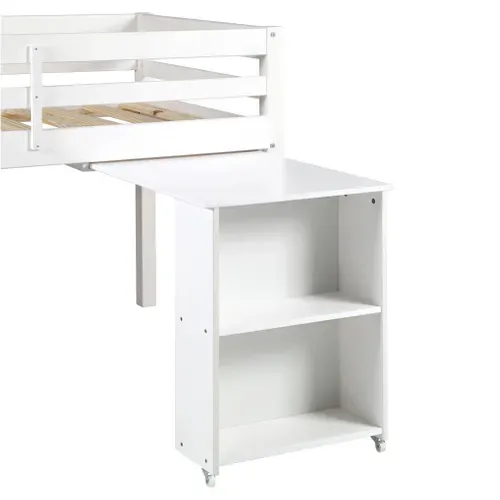 Option bureau pour lit mi-haut BLOOM Blanc vue 3/4